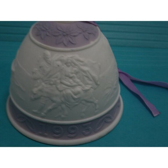 Lladro 1993 Christmas Bell Ornament Baby Jesus White Lavender - Picture 11 of 11